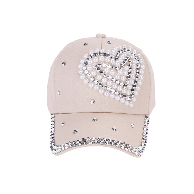 y2k-kawaii-fashion-Heart Pearl Beaded Hat-Beige-Pinky Dollz