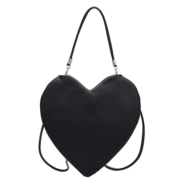 y2k-kawaii-fashion-Checkered Heart Handbag-Black-Pinky Dollz