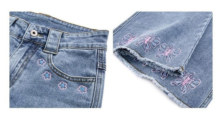 y2k-kawaii-fashion-Butterfly Flare Jeans--Pinky Dollz