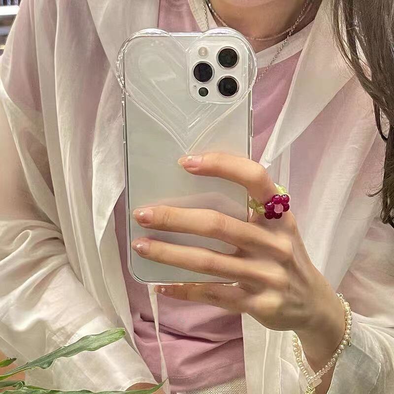 y2k-kawaii-fashion-Clear Heart Phone Case--Pinky Dollz