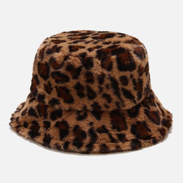 y2k-kawaii-fashion-Fluffy Leopard Bucket Hag-Classic Leopard-56-58cm(adult size)-Pinky Dollz