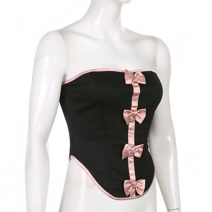 y2k-kawaii-fashion-Pink Bow Corset Top-Pinky Dollz
