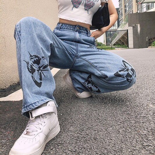 y2k-kawaii-fashion-Butterfly Jeans--Pinky Dollz