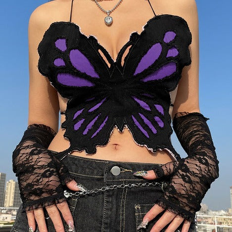 y2k-kawaii-fashion-Y2k Butterfly Backless Bandage Top-Purple-One Size-Pinky Dollz