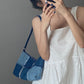 y2k-kawaii-fashion-Patchwork Denim Underarm Bag--Pinky Dollz
