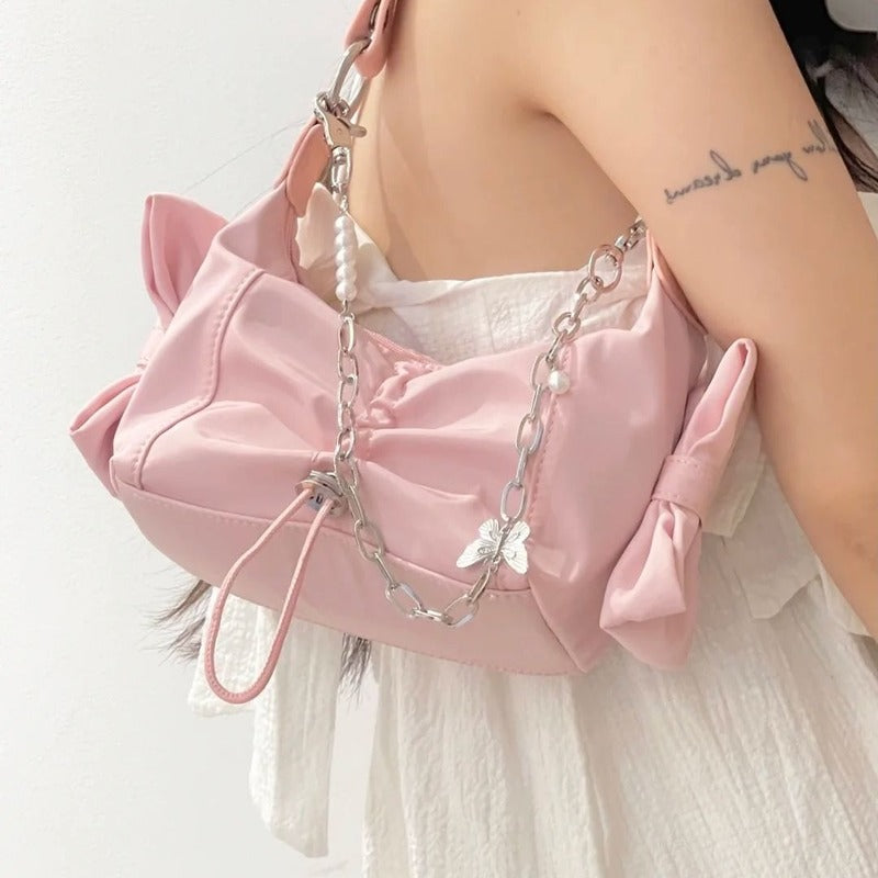 y2k-kawaii-fashion-Nylon Butterfly Handbag--Pinky Dollz
