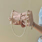 y2k-kawaii-fashion-Duo Bow Pearl Chain Bag-Pink-Pinky Dollz