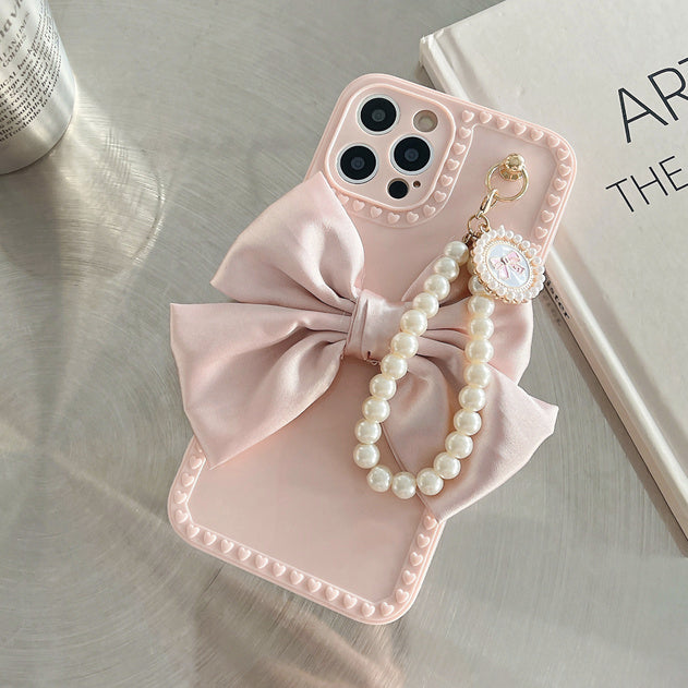 y2k-kawaii-fashion-Satin Bow iPhone Case--Pinky Dollz